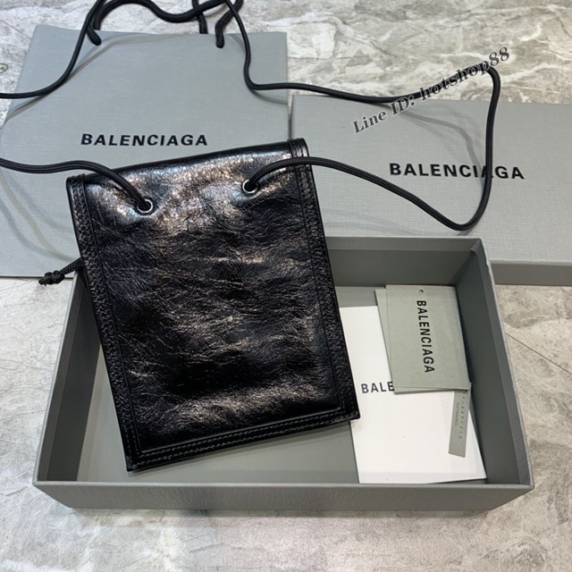 Balenciaga專櫃爆款小挎包 巴黎世家褶皺皮手機包 fyj1483